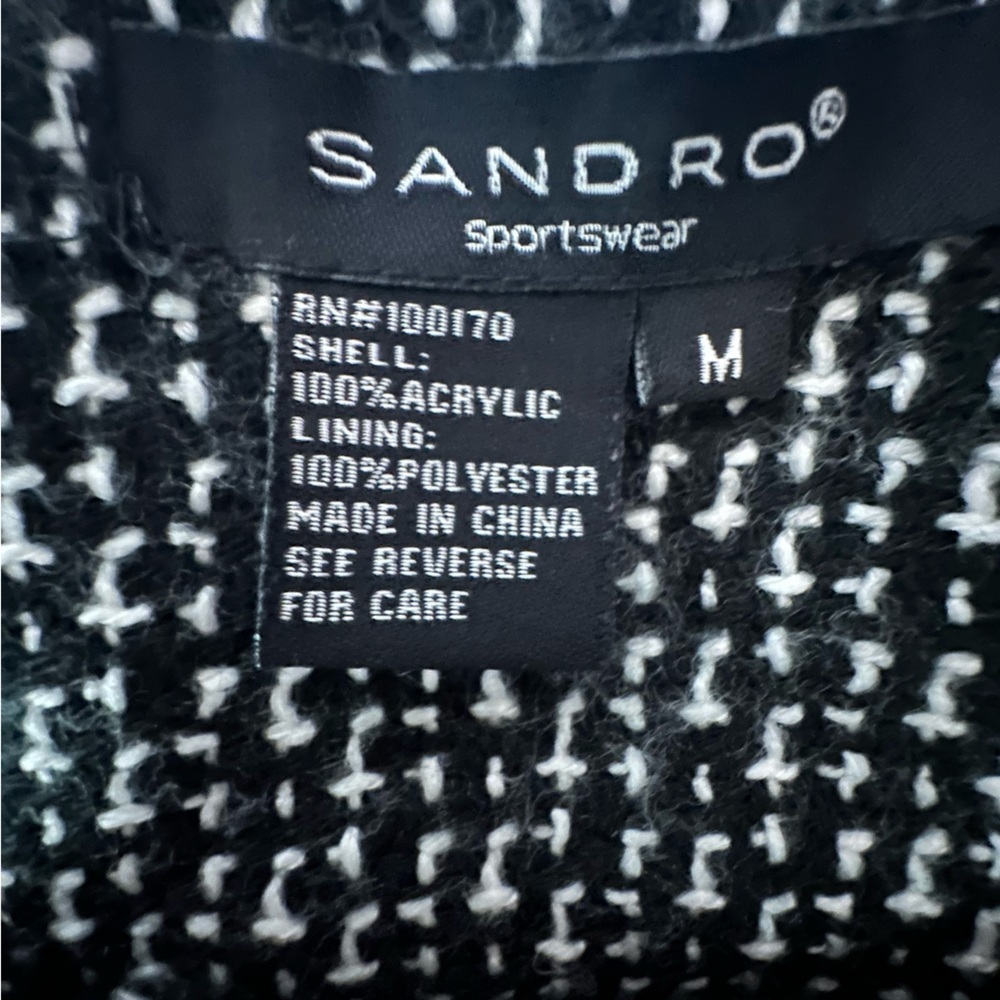 Sandro Sportswear Black & White Women's Coat Jacket size M - Picture 5 of 8